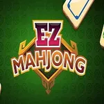 Λογότυπο με τη λέξη EZ Mahjong σε πράσινο φόντο, περιτριγυρισμένο από διαφορετικά ντόμινο με ασιατικά σύμβολα