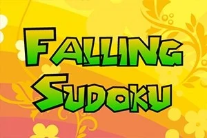 Πολύχρωμο αφηρημένο φόντο με φράση FALLING SUDOKU σε πράσινα κεφαλαία γράμματα