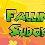 Πολύχρωμο αφηρημένο φόντο με φράση FALLING SUDOKU σε πράσινα κεφαλαία γράμματα