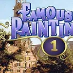 Σημαντικός τίτλος Famous Paintings 1 σε φόντο κτιρίου με πύργο και δέντρα, με καλλιτεχνικά γράμματα