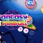Γραφικά σε στυλ arcade με πολύχρωμα στοιχεία και την επιγραφή Fantasy Pinball