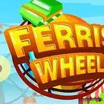 Κείμενο Ferris Wheel με φόντο λούνα παρκ και ρόδα λούνα παρκ, σε έντονους χρωματισμούς
