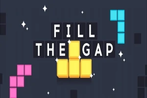 Γράμματα που σχηματίζουν τη φράση Fill the Gap με φόντο χρωματιστά γεωμετρικά σχήματα και αστέρια