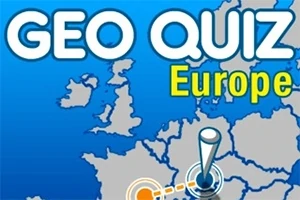 Χάρτης της Ευρώπης με τη φράση GEO QUIZ Europe