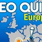 Χάρτης της Ευρώπης με τη φράση GEO QUIZ Europe
