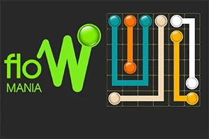 Λογότυπο με τη λέξη floW στα αριστερά και έγχρωμες διαδρομές συνδεδεμένες σε πλέγμα στα δεξιά