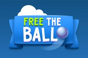 Μπλε κορδέλα με τη φράση FREE THE BALL και μια μωβ μπάλα πάνω σε μπλε φόντο