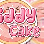 Καλλιτεχνικό σχέδιο με ροζ γράμματα Giddy Cake πάνω από μία ροζ τούρτα με γραμμή κεραυνών στο φόντο
