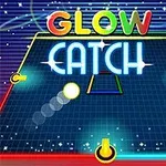 Πολύχρωμα γράμματα GLOW CATCH σε νέο ψηφιακό πίνακα με γραμμές και λαμπερό υπόβαθρο
