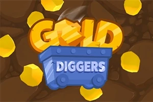 Καλάθι με την επιγραφή GOLD DIGGERS σε φόντο καφέ, περιστοιχισμένο από χρυσά νομίσματα
