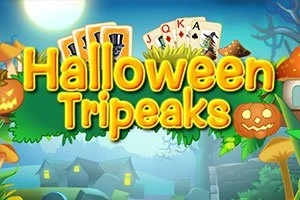 Γραφικά με θέμα το Halloween με κολοκύθες, κάρτες και σπίτια σε ένα σκιώδες τοπίο