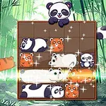Πανέμορφο σκηνικό με panda και τίγρεις σε δάσος από μπαμπού, με μοτίβο σπινθηροβόλο γύρω από τα ζώα