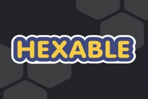 Λογότυπο με τη λέξη HEXABLE σε κίτρινα γράμματα, μπροστά από φόντο με σκουρόχρωμα εξάγωνα