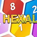 Πολύχρωμα εξάγωνα με αριθμούς και τη λέξη HEXALAU στο κέντρο