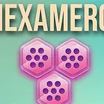 Τρεις ροζ εξάγωνες πλακίδες με μαύρες κουκκίδες σε γαλαζοπράσινο φόντο κάτω από μεγάλο κείμενο