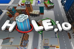 Hole.io Τρισδιάστατος χάρτης πόλης με το λογότυπο HOLE