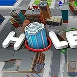 Hole.io Τρισδιάστατος χάρτης πόλης με το λογότυπο HOLE