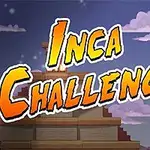 Κείμενο Inca Challenge με φόντο πυραμίδα και σύννεφα στον ουρανό, με διακοσμητικά μοτίβα στις γωνίες