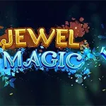 Οθόνη με τη λέξη Jewel Magic και πολύχρωμα κοσμήματα σε διάφορα σχήματα