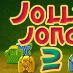 Έντονος τίτλος Jolly Jong 2 σε φόντο μεχρωματιστές φιγούρες