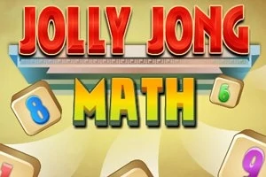 Κείμενο με τον τίτλο Jolly Jong Math σε φόντο με χρωματιστούς αριθμούς σε πλακίδια