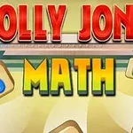 Κείμενο με τον τίτλο Jolly Jong Math σε φόντο με χρωματιστούς αριθμούς σε πλακίδια