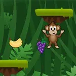 Jolly Jumper Μικρή μαϊμού σε ζούγκλα με πλατφόρμες, μπανάνες και σταφύλια