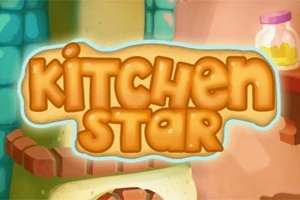 Η εικόνα δείχνει τον τίτλο Kitchen Star με φόντο κουζίνας σε κινούμενο σχέδιο