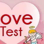 Μεγάλη λευκή καρδιά με το κείμενο Love Test και έναν μικρό άγγελο στη γωνία