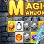 Πολύχρωμα πλακίδια με πολύτιμους λίθους και ένας μαγικός ραβδός πάνω σε φόντο με πέτρινο τοίχο