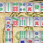 Mahjong Connect 2 Online Πλακίδια με πολύχρωμα σύμβολα και χαρακτήρες από παραδοσιακό παιχνίδι σε μοντέρνο φόντο