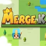 Κείμενο Merge Kill με φόντο από ντεγκραντέ πράσινες και γαλάζιες περιοχές με δέντρα και δύο χαρακτήρες με κράνη