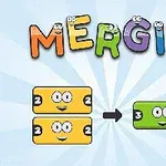 Ο τίτλος MERGIS με χρωματιστά γράμματα και σκίτσα αριθμών που συνδυάζονται σε κουτιά με χαμογελαστά πρόσωπα