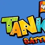 Χρωματιστό λογότυπο με τη λέξη TANK BATTLE σε μπλε φόντο και σημαία με τη λέξη MICRO