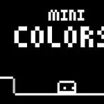 Λευκά pixel γράμματα σε μαύρο φόντο με τη λέξη MINI COLORS!