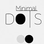 Μαύρη λέξη Minimal Dots με γεωμετρικά σχήματα και δύο κύκλους, έναν λευκό και έναν μαύρο, σε λευκό φόντο