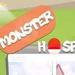 Πινακίδα με την επιγραφή MONSTER HOSPITAL σε πράσινο τοίχο