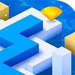 Γραφική παράσταση με τρισδιάστατη γαλάζια διαδρομή και κίτρινο διαμάντι σε μπλε φόντο