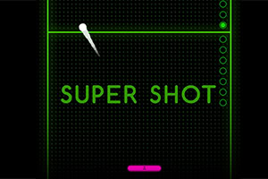 Άσπρη μπάλα και neon πράσινα γραφικά με τη φράση SUPER SHOT σε μαύρο φόντο