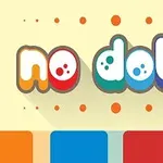 Κείμενο no dots με πολύχρωμα γράμματα και κουτιά σε αποχρώσεις του πορτοκαλί, μπλε, κόκκινο και μοβ στο κάτω μέρος