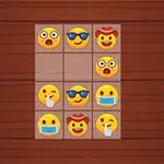 Τρίλιζα με emoji σε ξύλινο φόντο