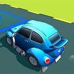 Μπλε αυτοκίνητο παρκαρισμένο σε θέση στάθμευσης με μπλε σήμανση P
