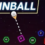 Η εικόνα παρουσιάζει μια λέξη PINBALL στην κορυφή, μια λευκή μπάλα με κατεύθυνση προς γεωμετρικά σχήματα με αριθμούς σε διάφορα χρώματα