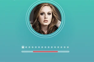 Μια εικόνα με γυναίκα σε κυκλικό πλαίσιο πάνω σε γαλάζιο φόντο με γραμμές ένδειξης προόδου από κάτω