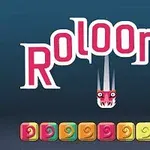 Ο τίτλος Roloong με έναν κόκκινο δράκο στη μέση και πολύχρωμα τετράγωνα κάτω
