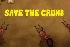 Γράμματα SAVE THE CRUMB με εικόνα μυρμηγκιών στο φόντο