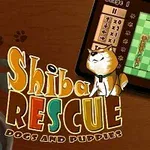 Ένα σχέδιο σκύλου Shiba Inu δίπλα σε μια οθόνη tablet με πράσινο πλέγμα και σχήματα σκύλων