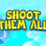 Κίτρινη έντονη γραφή SHOOT THEM ALL σε γαλάζιο φόντο με σύννεφα