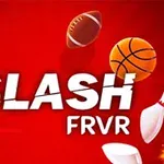 Κόκκινο φόντο με τη λέξη SLASH FRVR και αθλητικές μπάλες όπως μπάσκετ και ποδόσφαιρο σε κίνηση