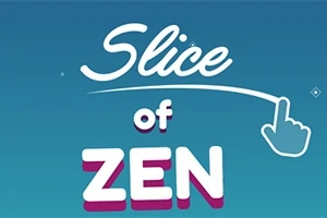 Κείμενο με την επιγραφή Slice of Zen πάνω σε μπλε φόντο με ένα εικονίδιο χεριού που δείχνει